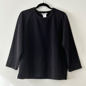 Vanity Fair Black Fleece Crewneck Top